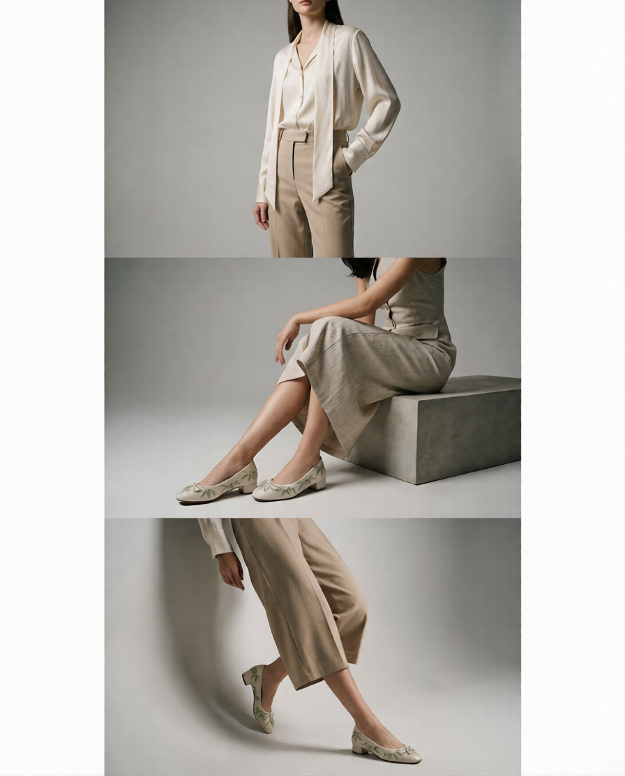 MICCO Leaf Pattern Lambskin Flats 2604-5