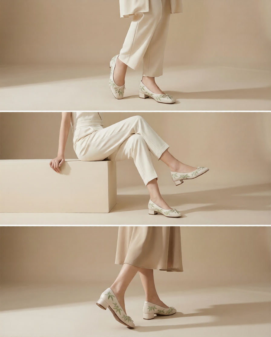 MICCO Leaf Pattern Lambskin Flats 2604-5
