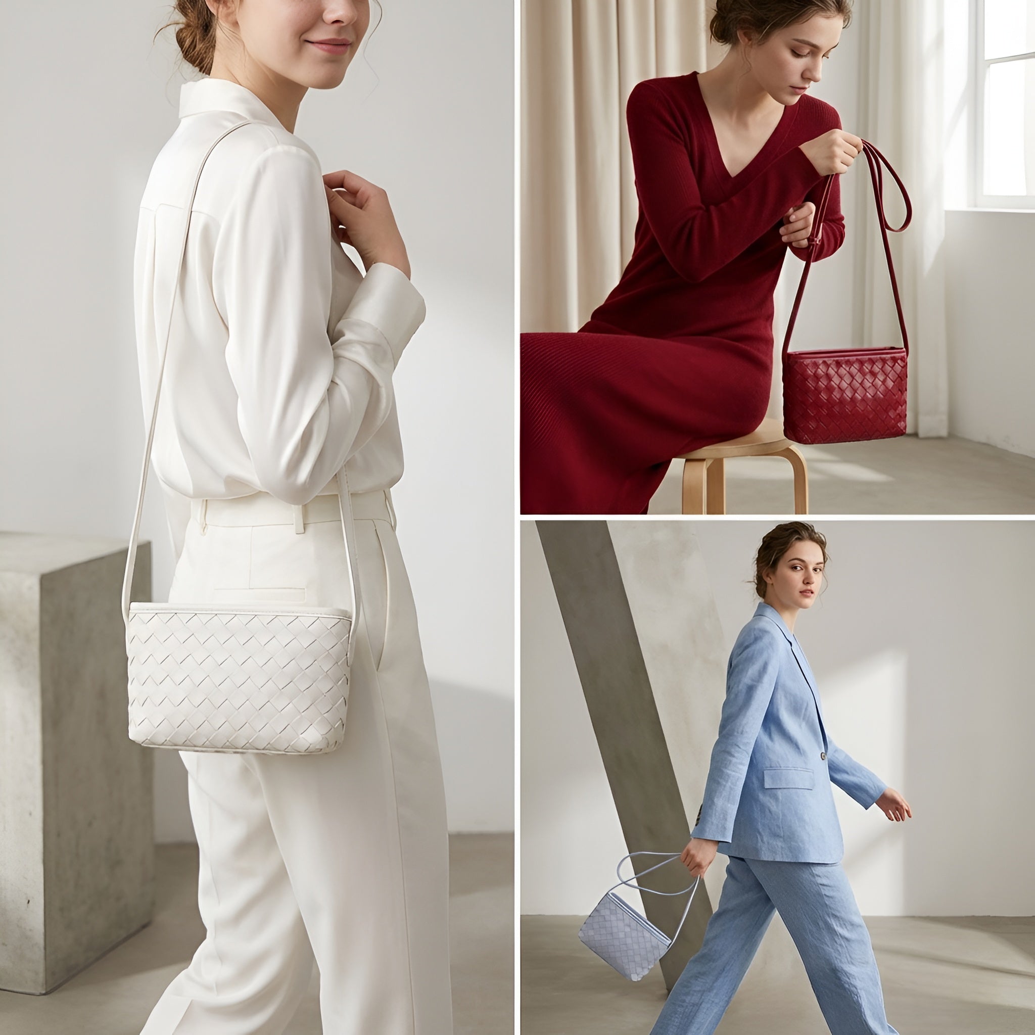 Woven Real Leather Handbag Model 3892