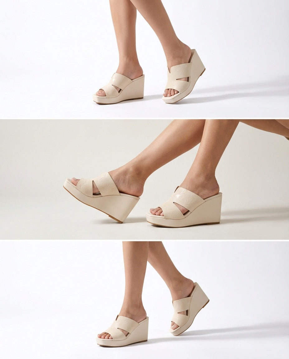 MICCO Flowerprint Wedge Sandals Model 398-11