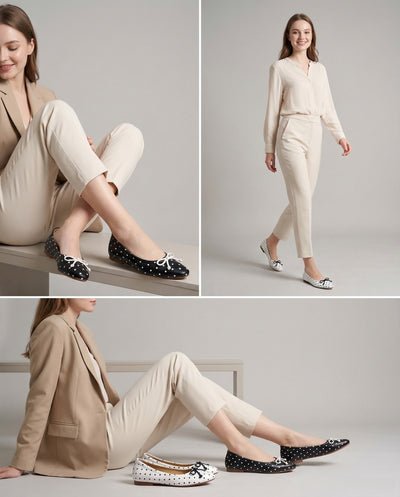 MICCO Polka Dot Lambskin Flats A730-1