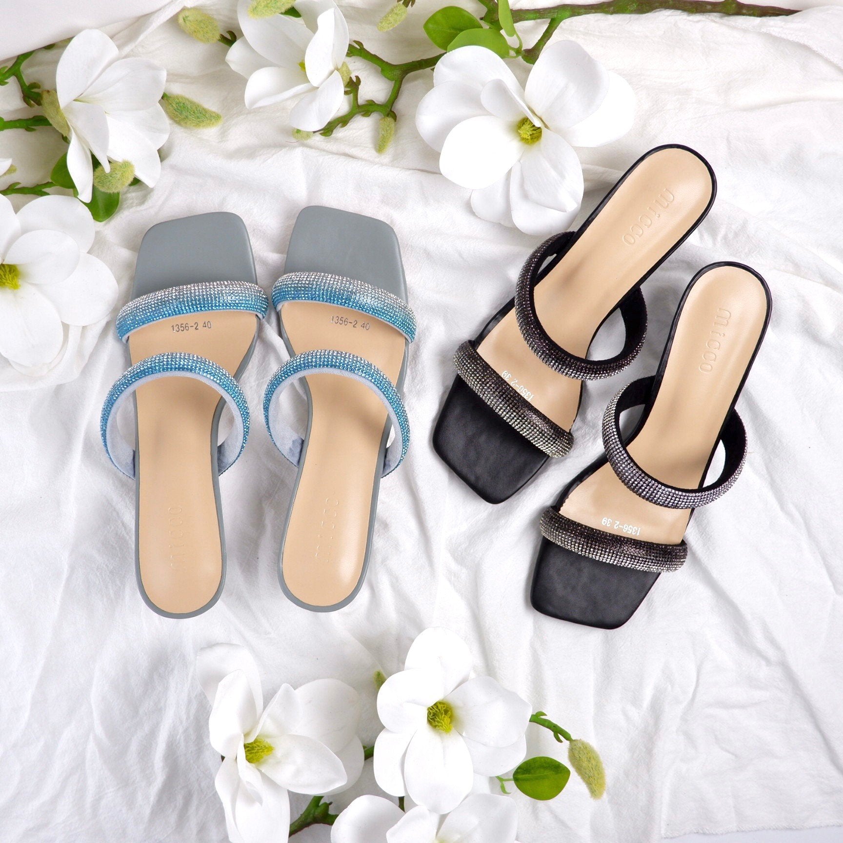 MICCO Rhinestone Heeled Sandals Model 1356-2