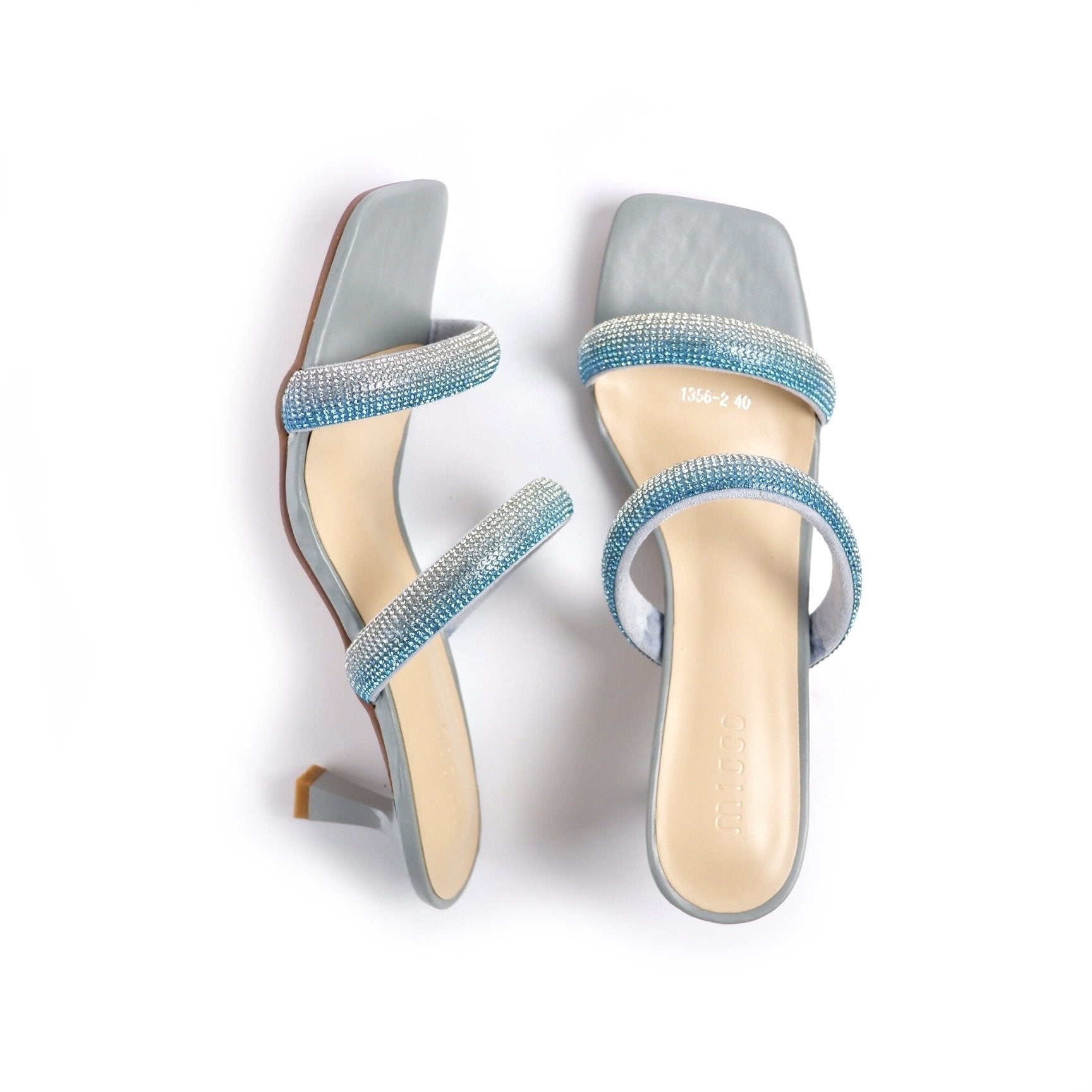 MICCO Rhinestone Heeled Sandals Model 1356-2