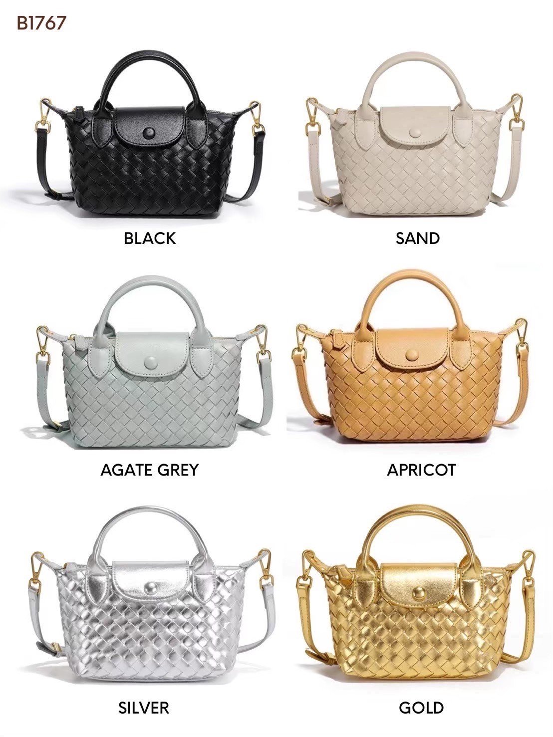PU woven leather Handbags Model B1767