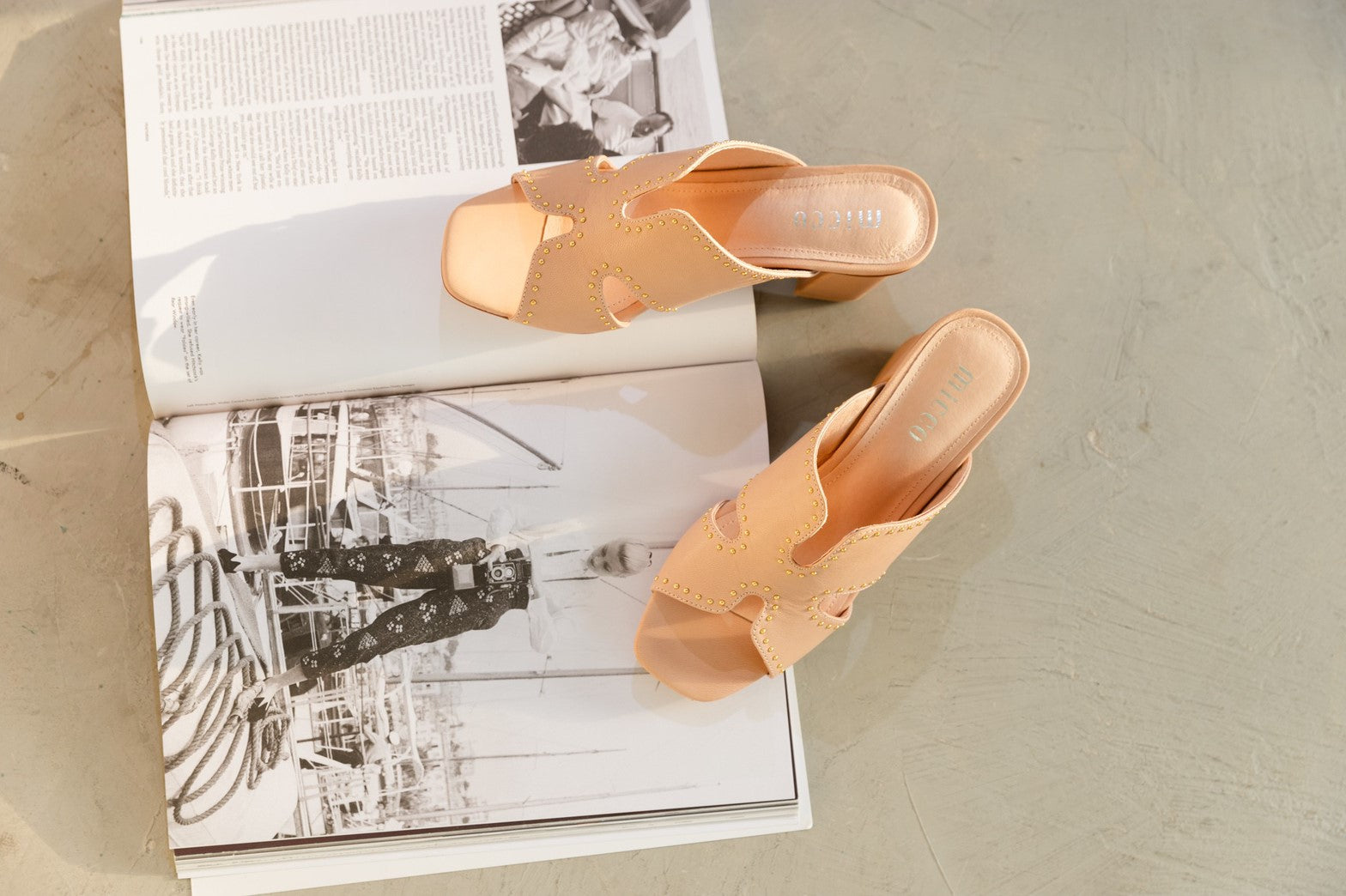 MICCO studded lambskin high heeled sandals Model 17124C-505