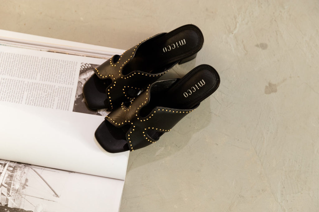 MICCO studded lambskin high heeled sandals Model 17124C-505