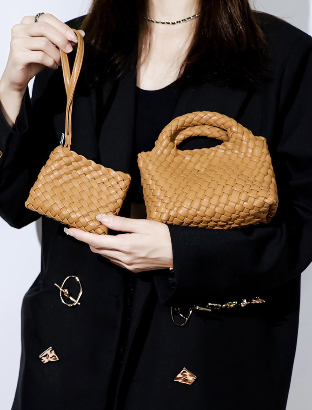 PU woven leather shopping bag Model B1671
