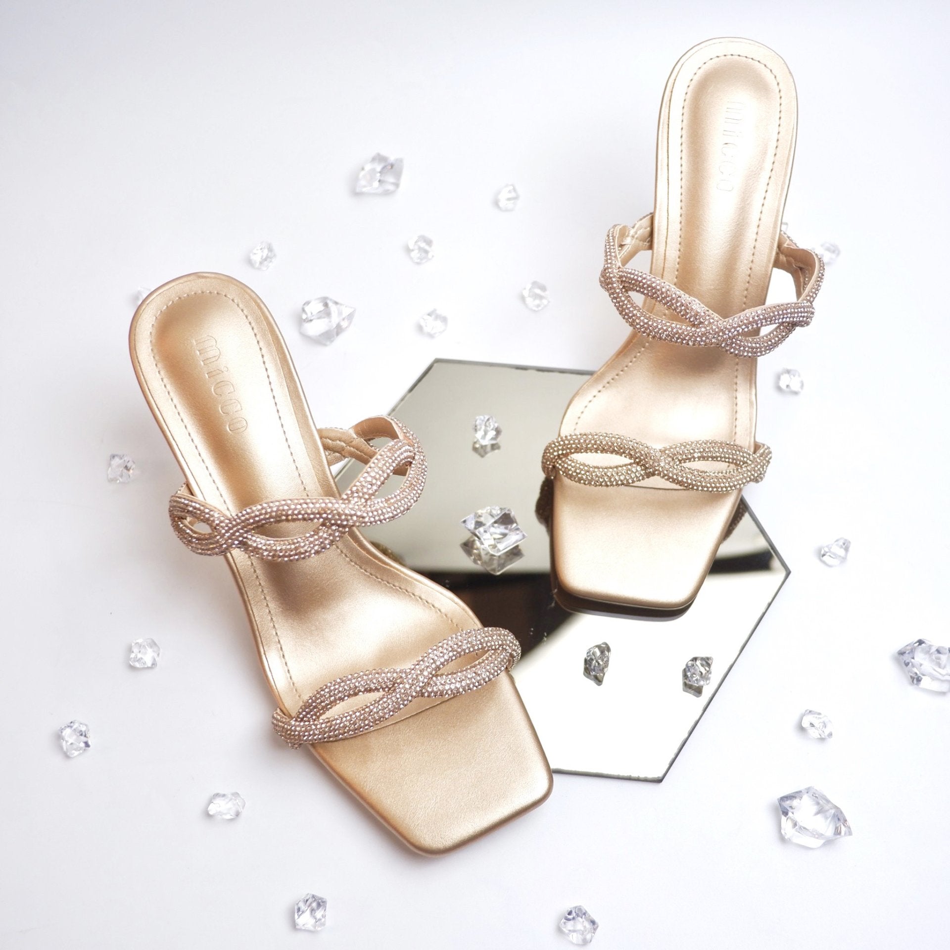 MICCO Braided Rhinestone Heels Sandals Model 2289-238