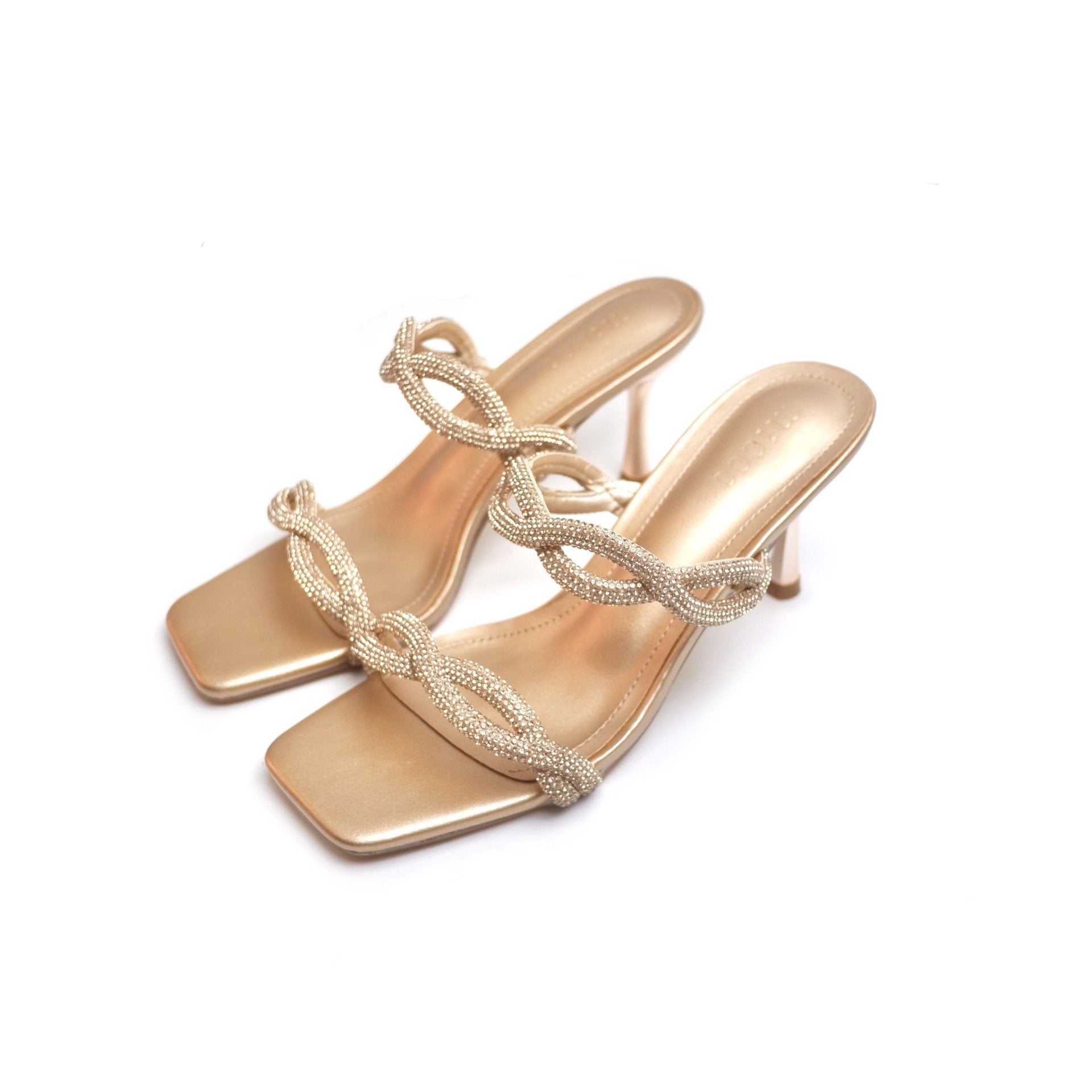 MICCO Braided Rhinestone Heels Sandals Model 2289-238