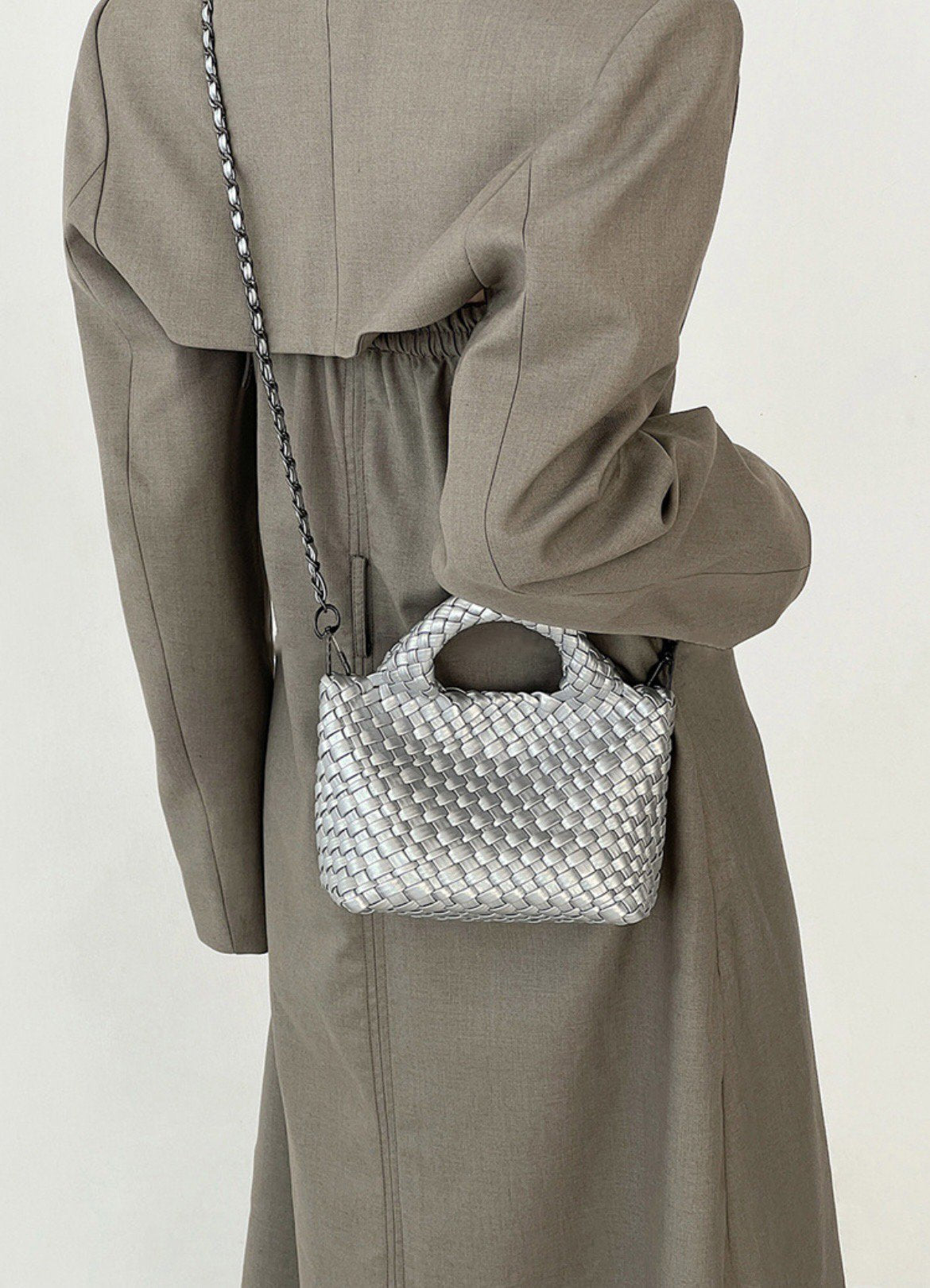 PU woven leather shopping bag Model B1671