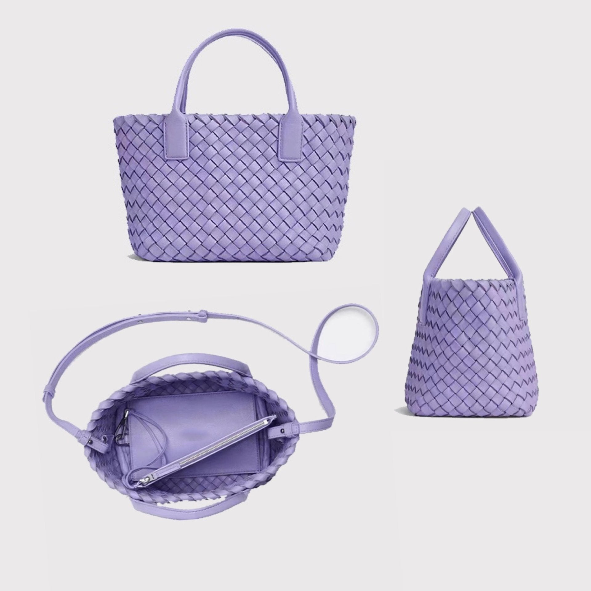 PU Woven Leather Handbags Model B1736-1