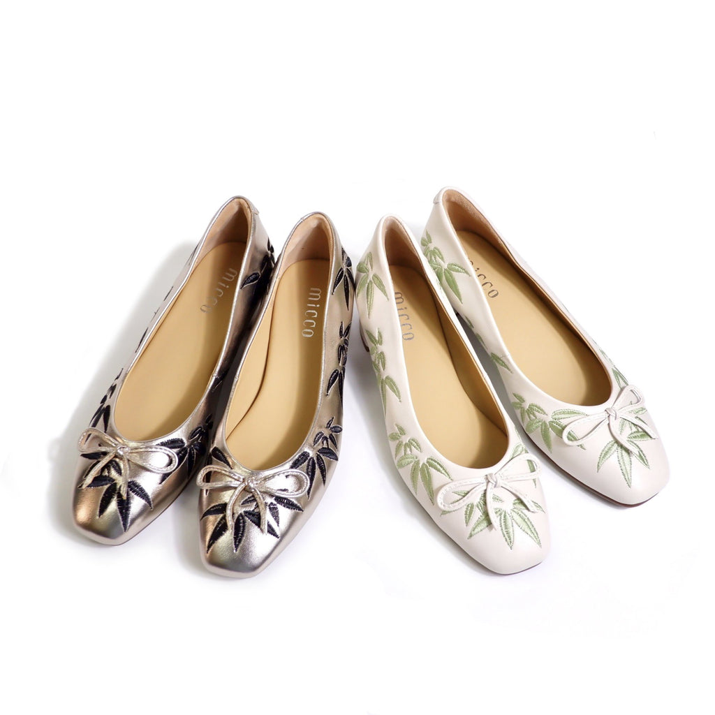 MICCO Leaf Pattern Lambskin Flats 2604-5