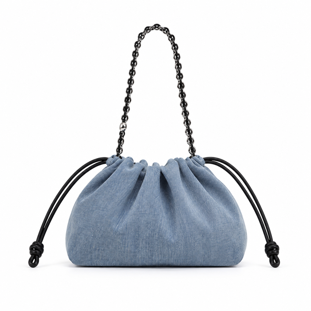 MICCO Denim Drawstring Shoulder Bag 3332-1