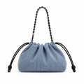 MICCO Denim Drawstring Shoulder Bag 3332-1