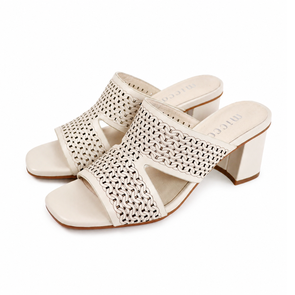 MICCO Laser-Cut Block Heel Sandals 17124C-508