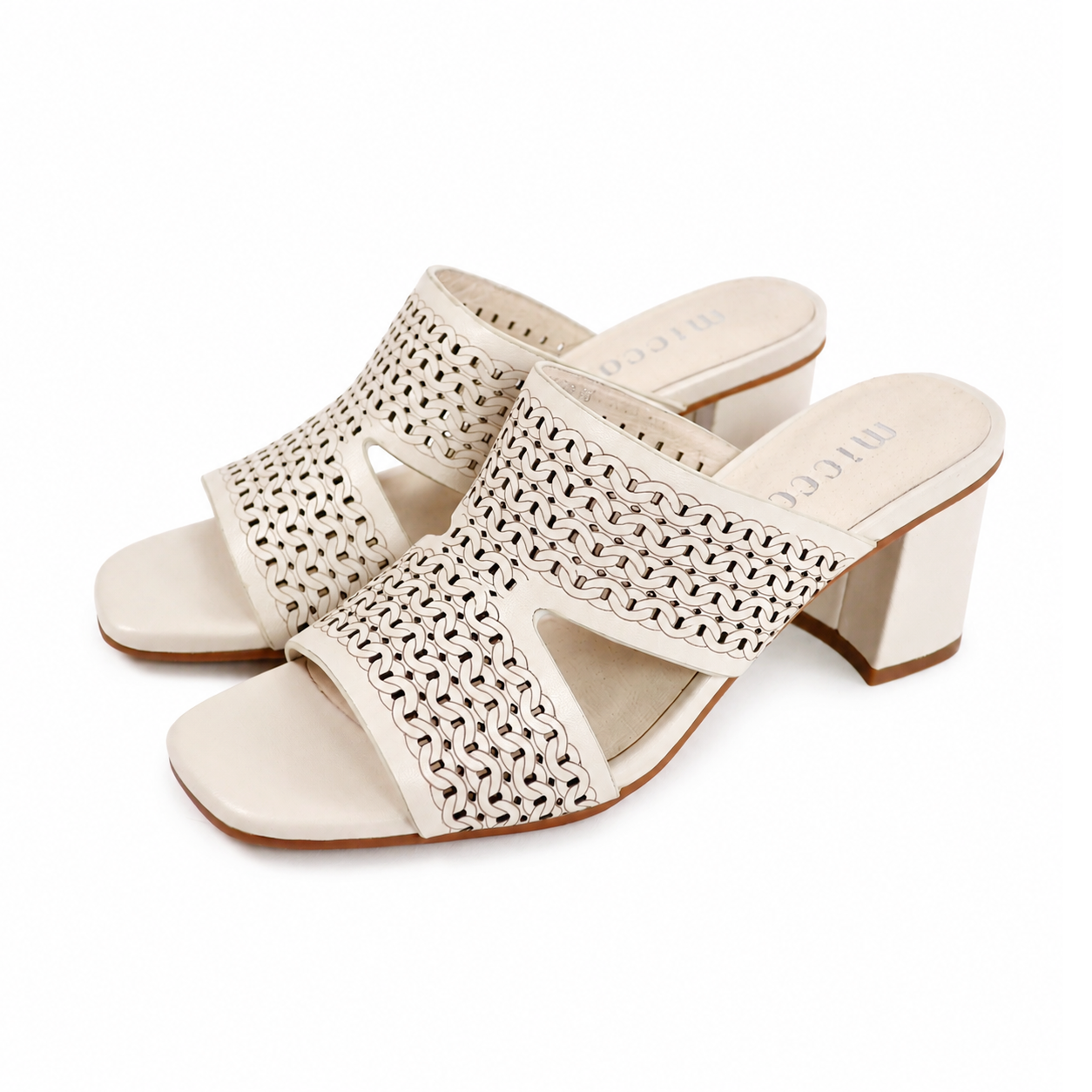 MICCO Laser-Cut Block Heel Sandals 17124C-508