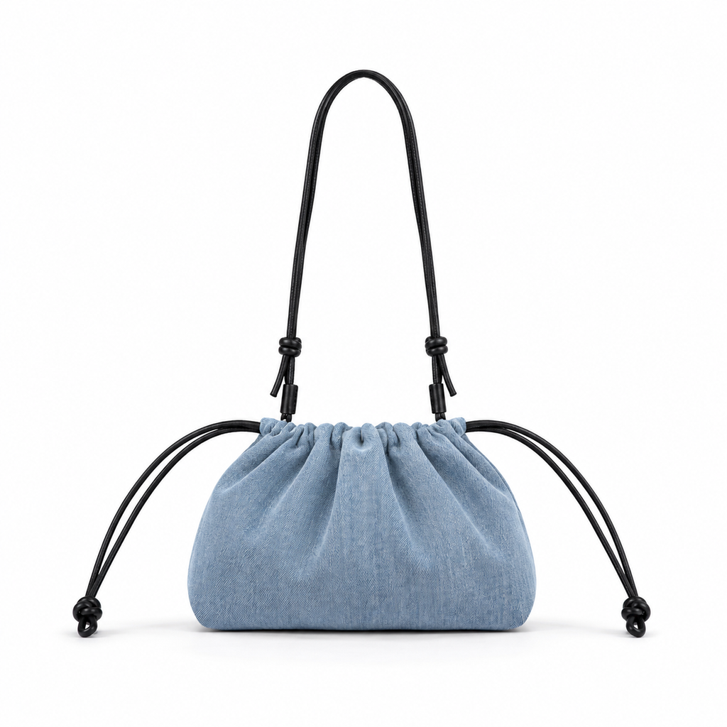 MICCO Denim Drawstring Shoulder Bag 3332-1