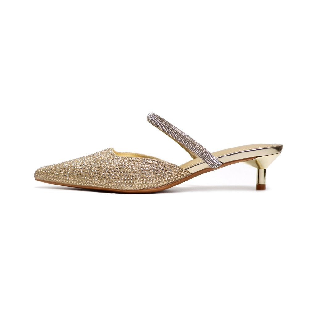 MICCO Rhinestone Pointed toe heel mules 1129-14