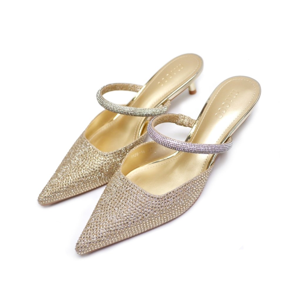 MICCO Rhinestone Pointed toe heel mules 1129-14